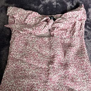 Strapless pink floral dress M